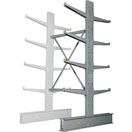 Global Industrial Double Sided Medium Duty Cantilever Add-On Rack, 2in Lip, 48inWx60inDx96inH 320830A